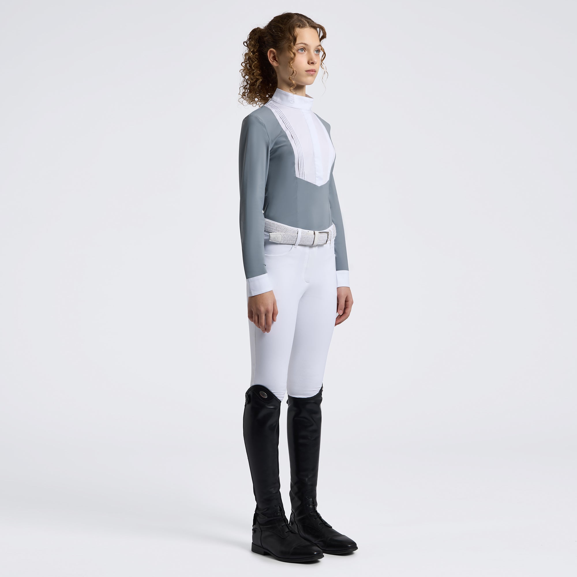 Cavalleria Toscana Girls Long Sleeve Jersey Competition Shirt With Bib - Winward Blue