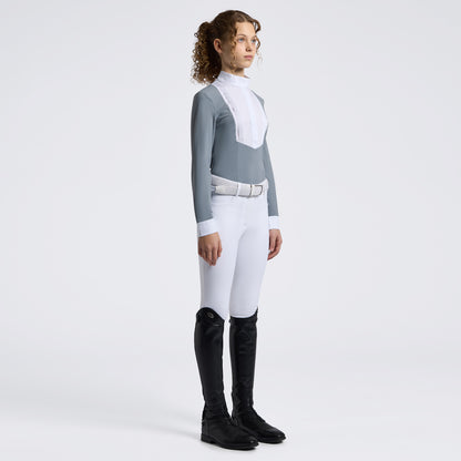 Cavalleria Toscana Girls Long Sleeve Jersey Competition Shirt With Bib - Winward Blue