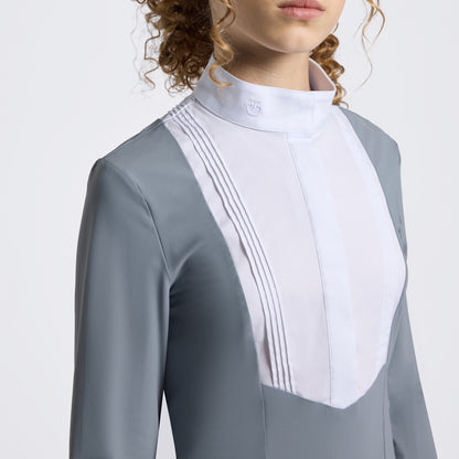 Cavalleria Toscana Girls Long Sleeve Jersey Competition Shirt With Bib - Winward Blue