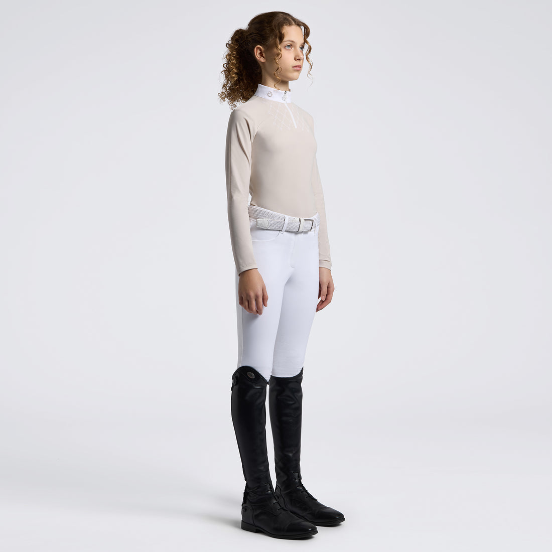 Cavalleria Toscana Giels Jersey with Printed Logo Bib Long Sleeve Competition Shirt - Rainy Day