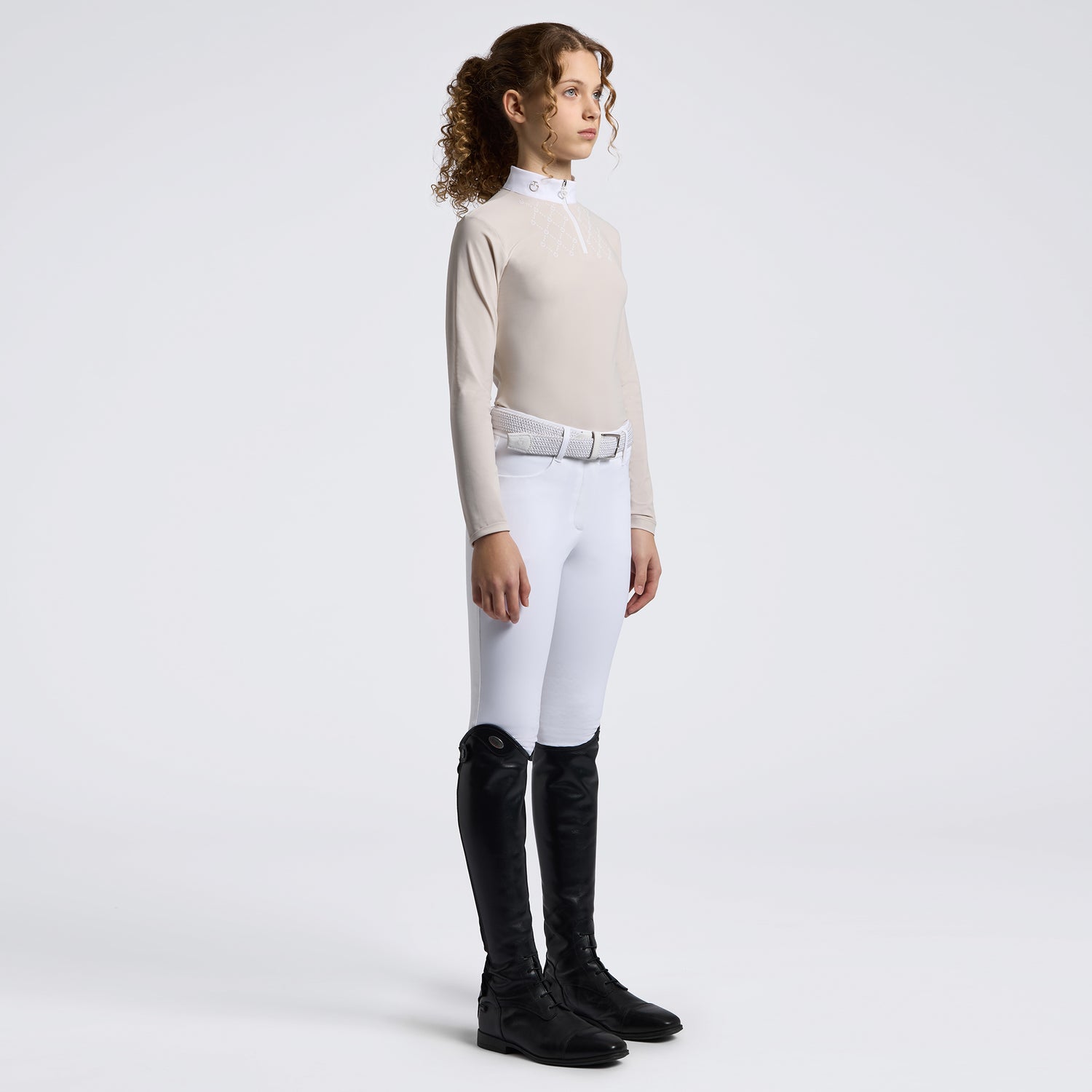Cavalleria Toscana Giels Jersey with Printed Logo Bib Long Sleeve Competition Shirt - Rainy Day