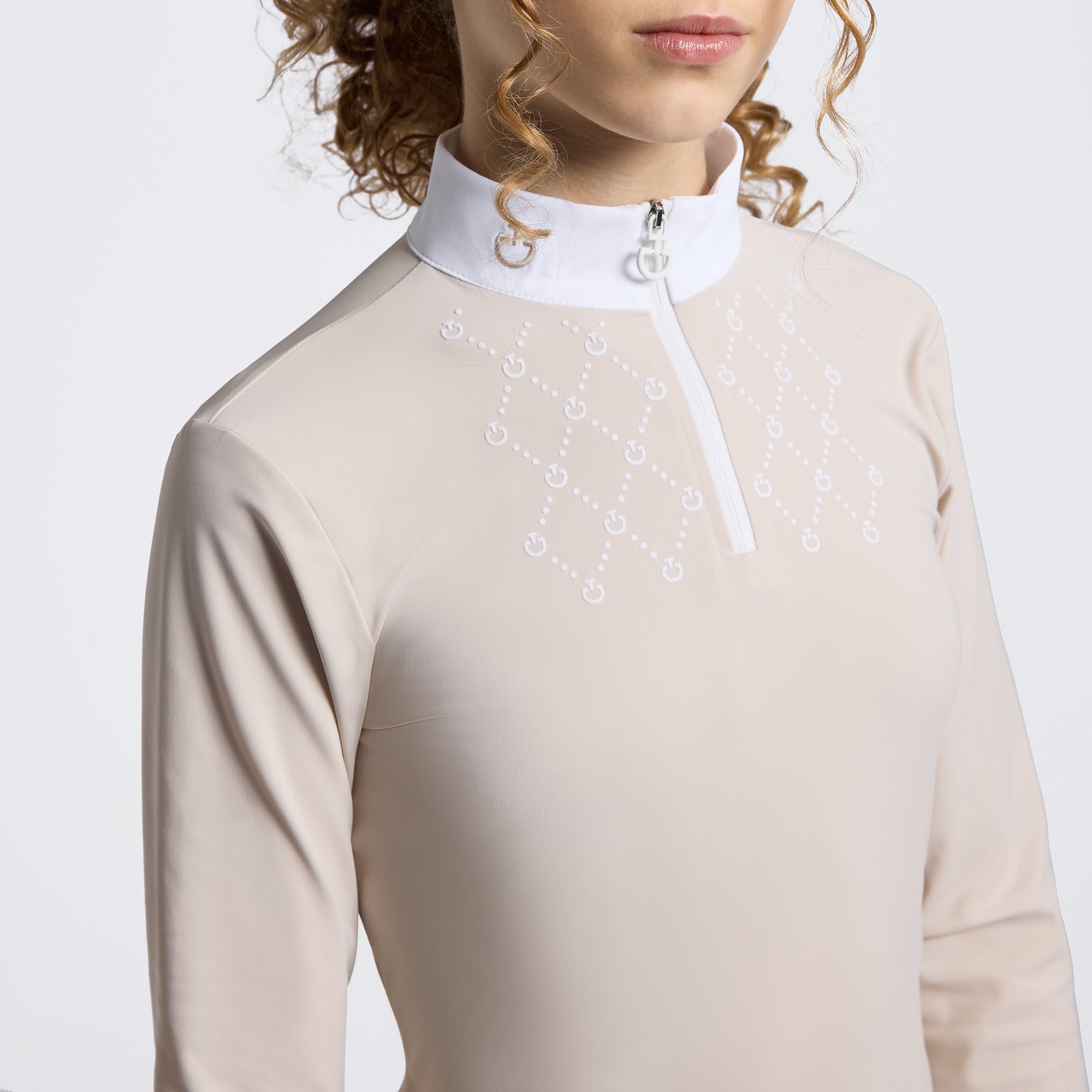 Cavalleria Toscana Giels Jersey with Printed Logo Bib Long Sleeve Competition Shirt - Rainy Day