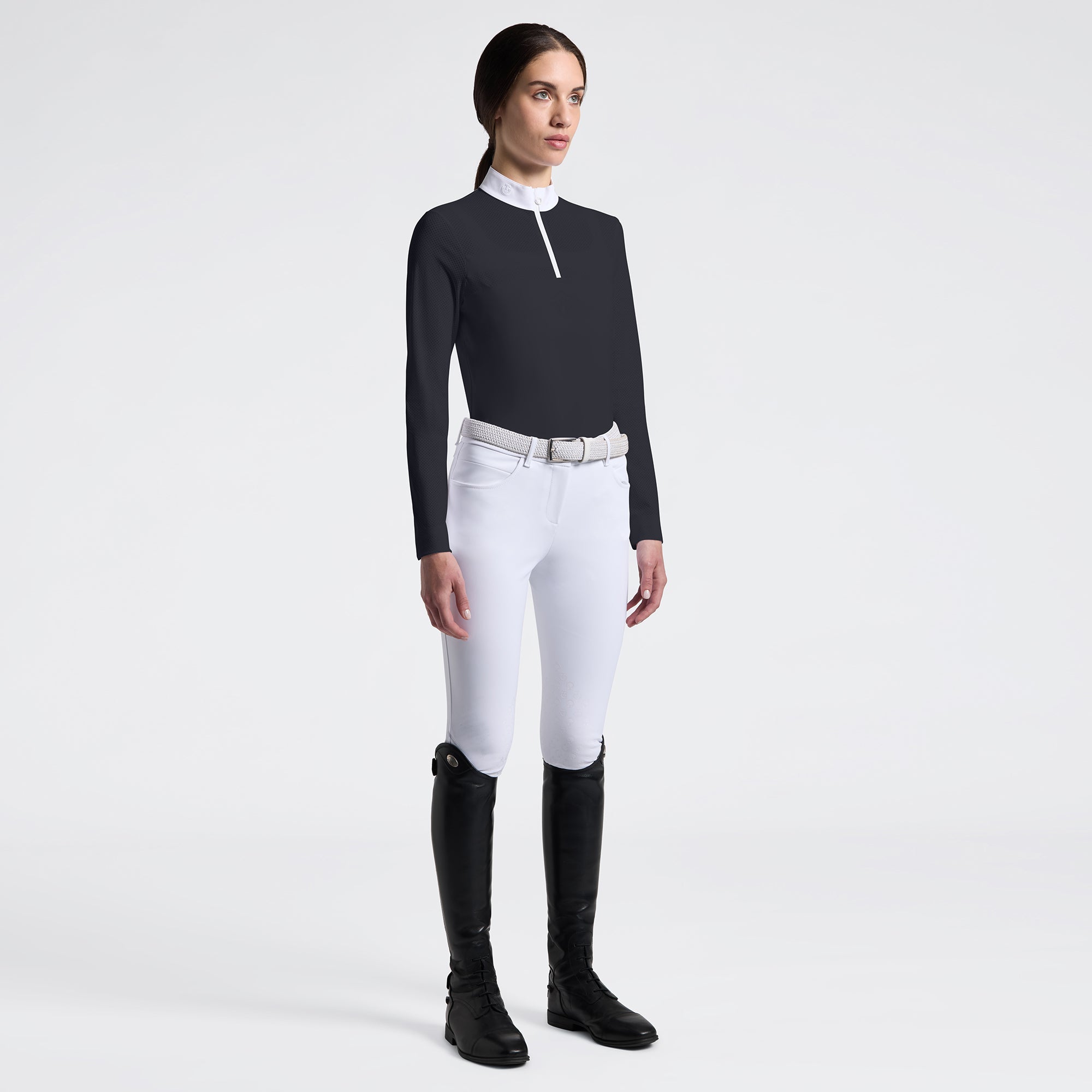 Experience refined elegance in the arena with this Cavalleria Toscana long-sleeved Show shirt.