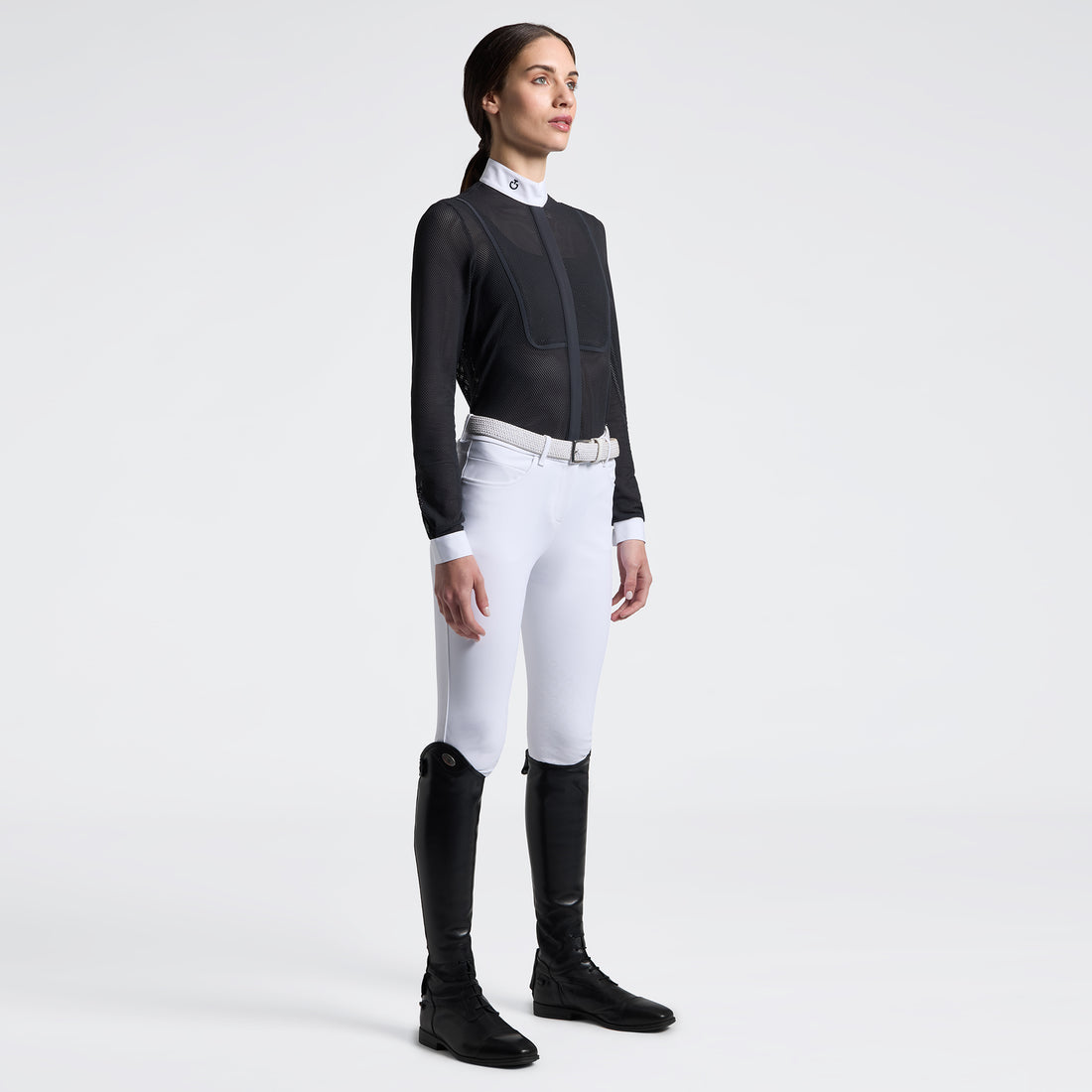 Elevate your competition wardrobe with this sophisticated Cavalleria Toscana long-sleeve Show shirt, designed for the discerning rider.