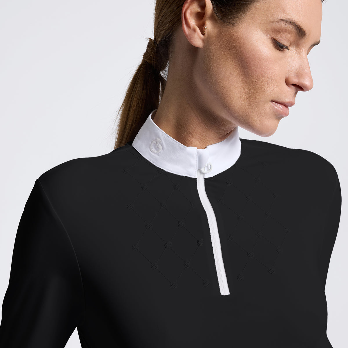 Cavalleria Toscana Women’s Sequine Bib Long Sleeve Competition Shirt - Black