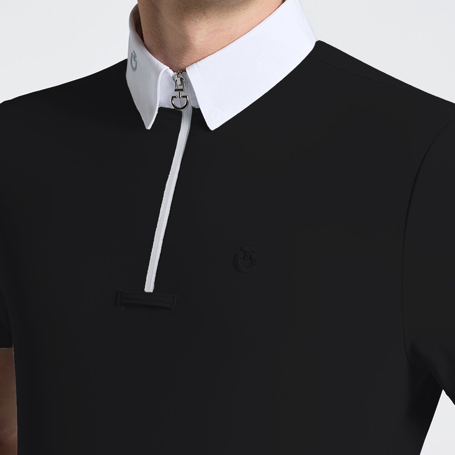 Cavalleria Toscana Short Sleeve Zip Mens Competition Shirt - Black