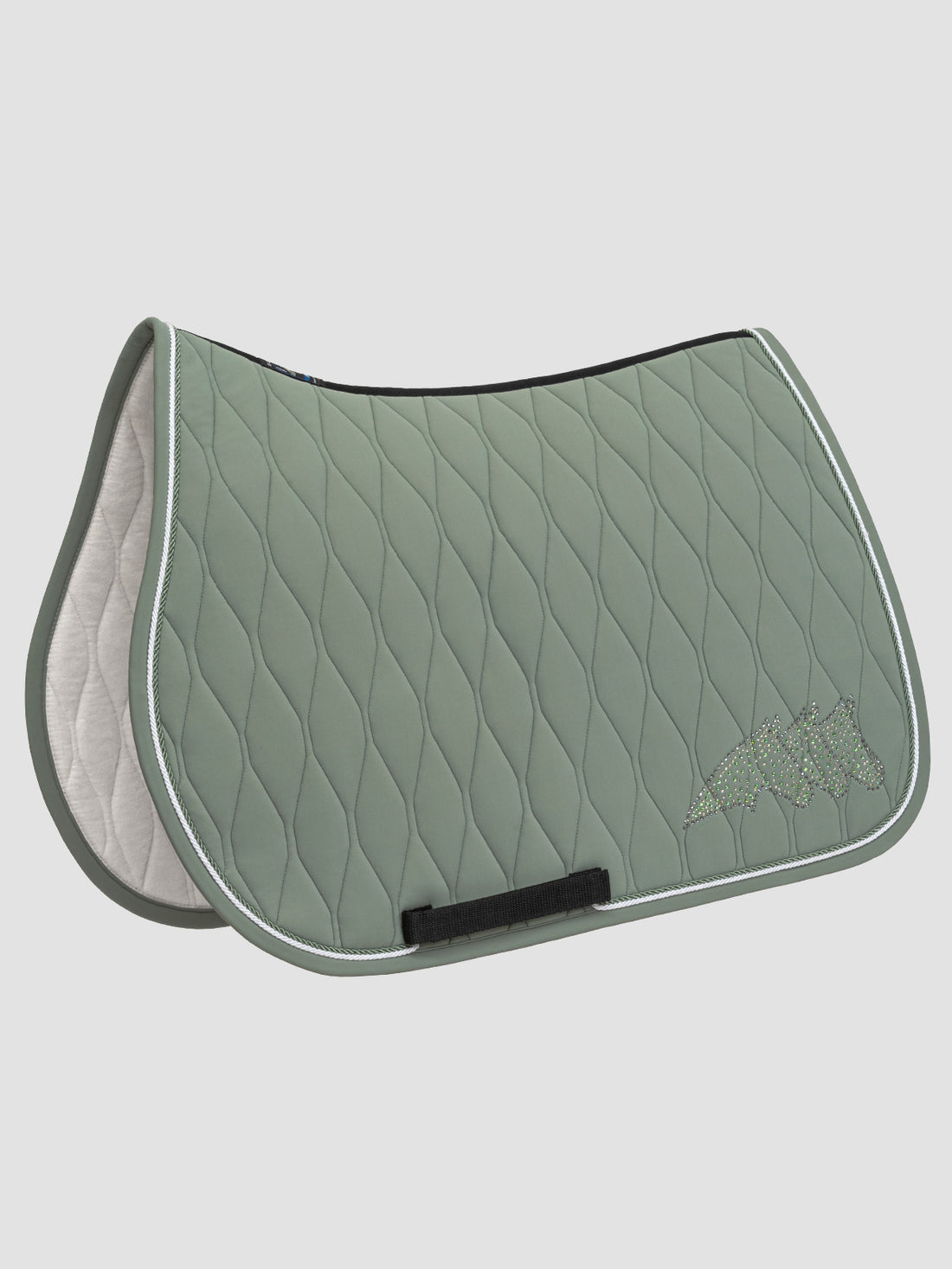 Equiline Green Milieu Tech Jump Saddle Pad With Strass Logo