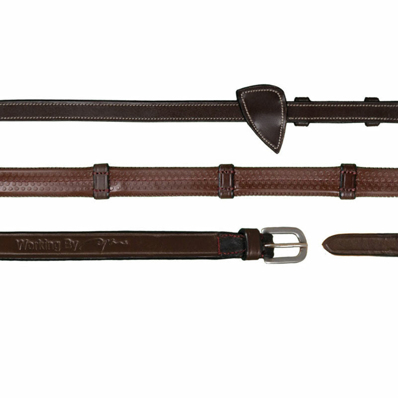 Dy’on Working Collection 1/2 Inch Rubber Reins With Leather Loops