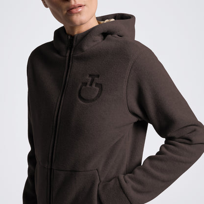Brown fleece hoody on white background 