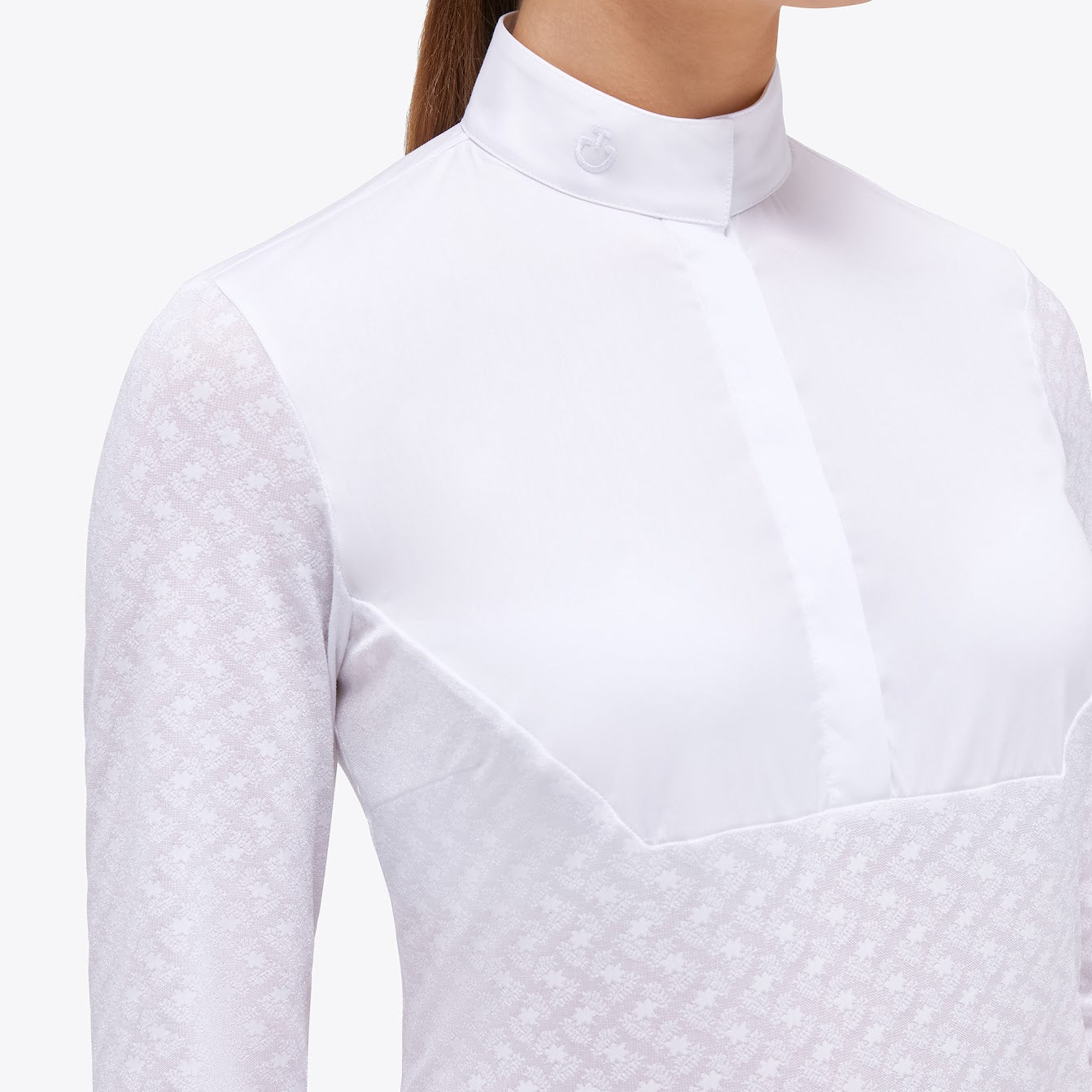 Cavalleria Toscana White Sheer Jacquard Jersey Competition Shirt