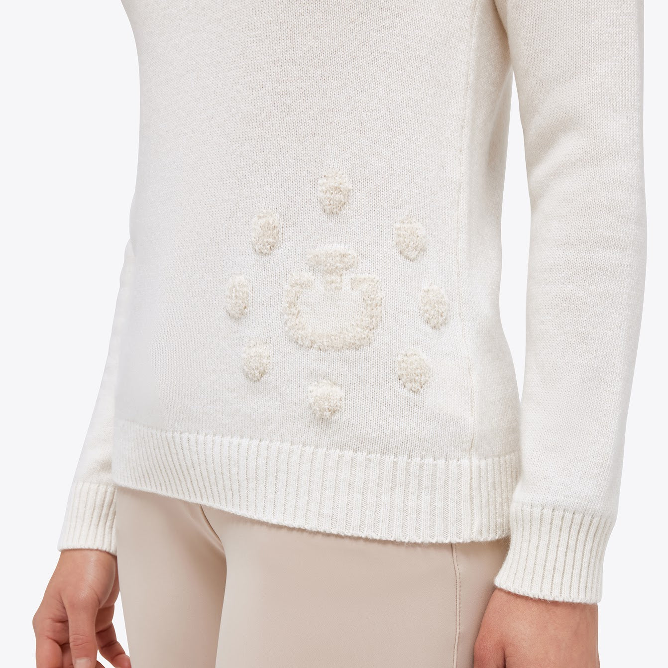 Cavalleria Toscana Cream Turtle Neck Zip Holiday Cashmere Blend Jumper