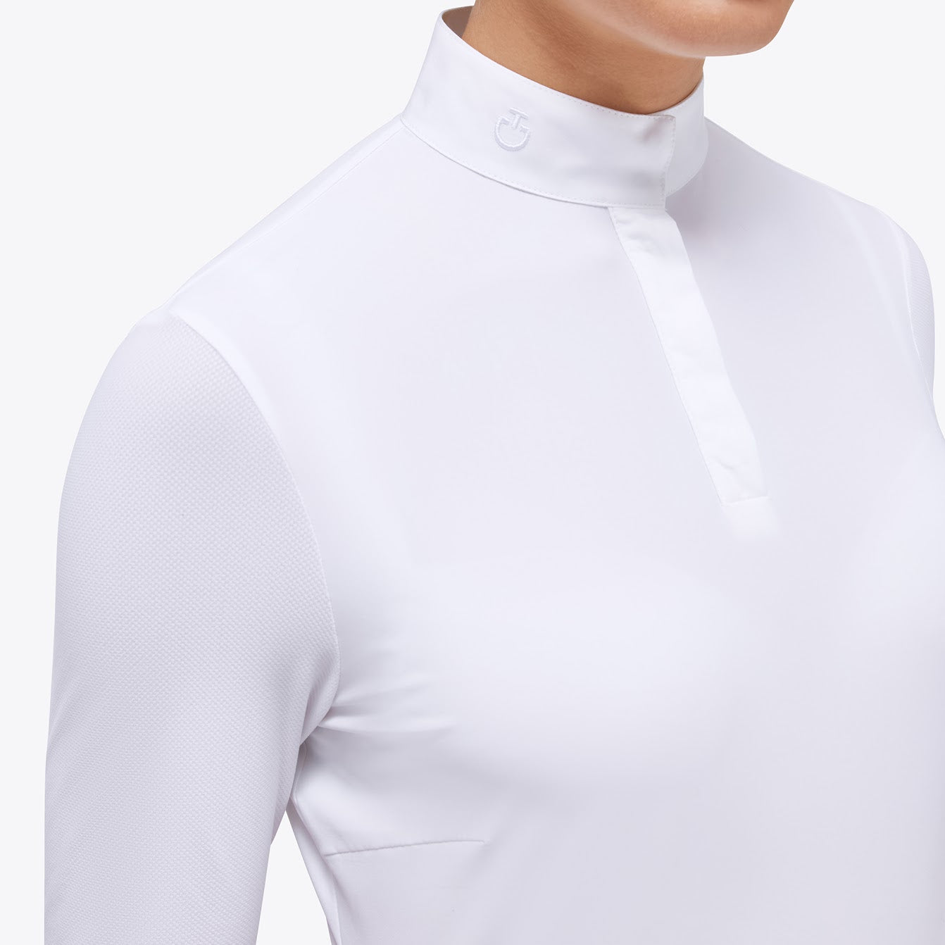 Cavalleria Toscana women’s white Jersey Mesh Long Sleeve Show Shirt