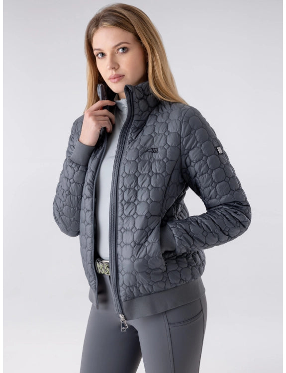 Equiline Women’s Edae Grey Octagon Quilted Bomder Jacket