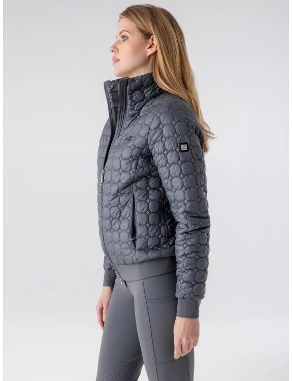 Equiline Women’s Edae Grey Octagon Quilted Bomder Jacket