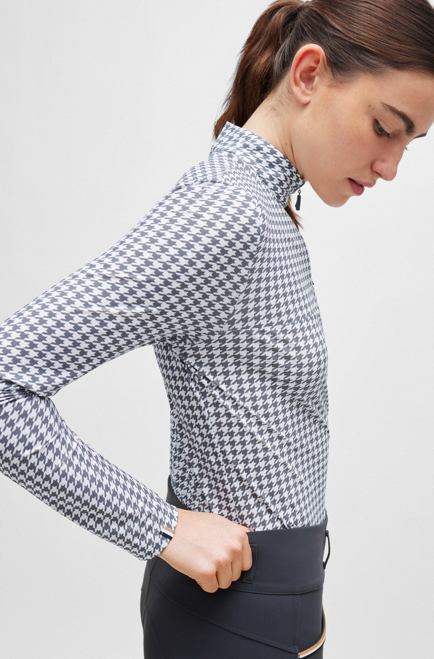 Boss Equestrian Rachel Training Shirt Houndstooth Grey