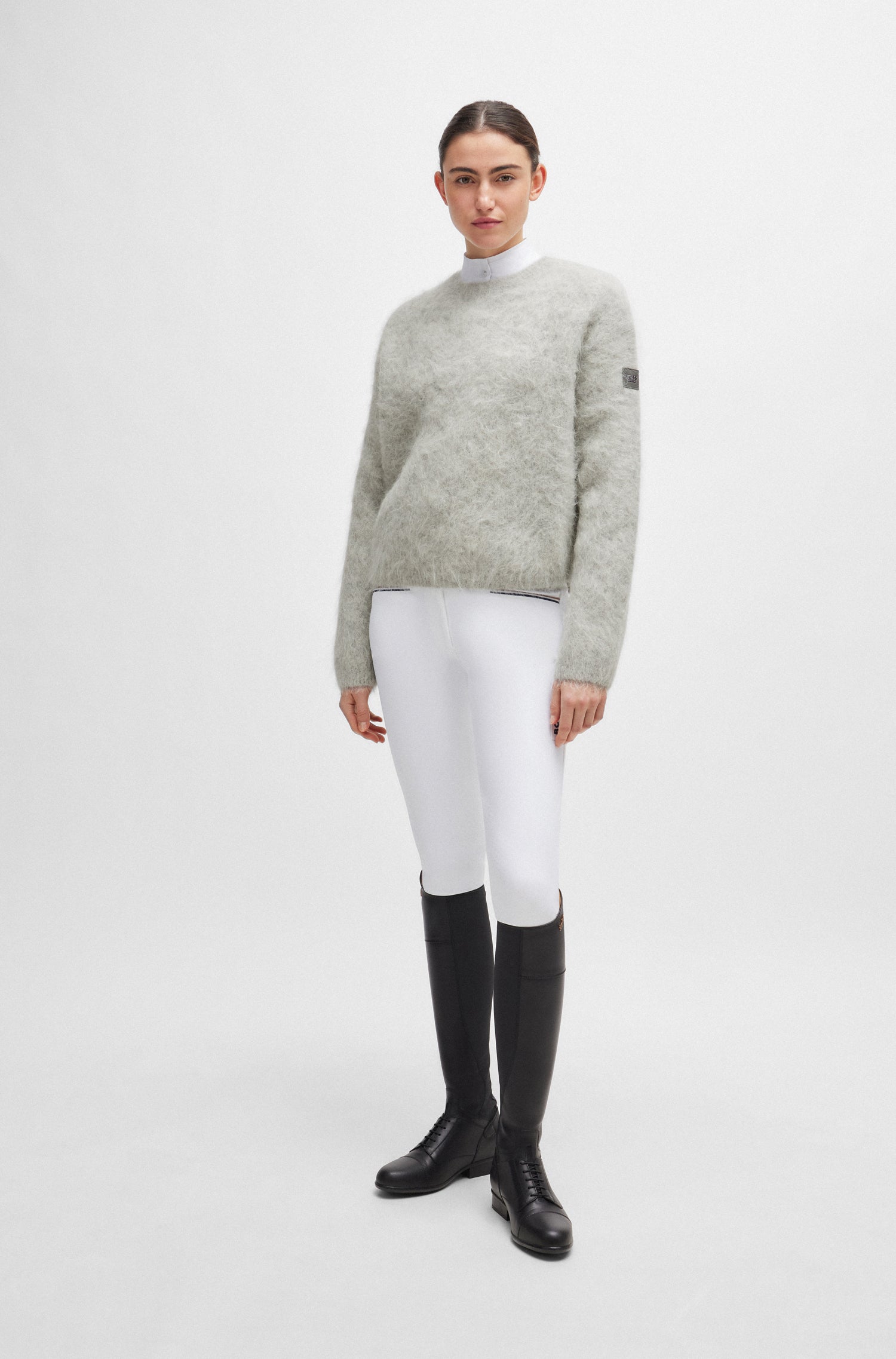 Boss Equestrian Pearl Luxury Knitwear Jumper Grey