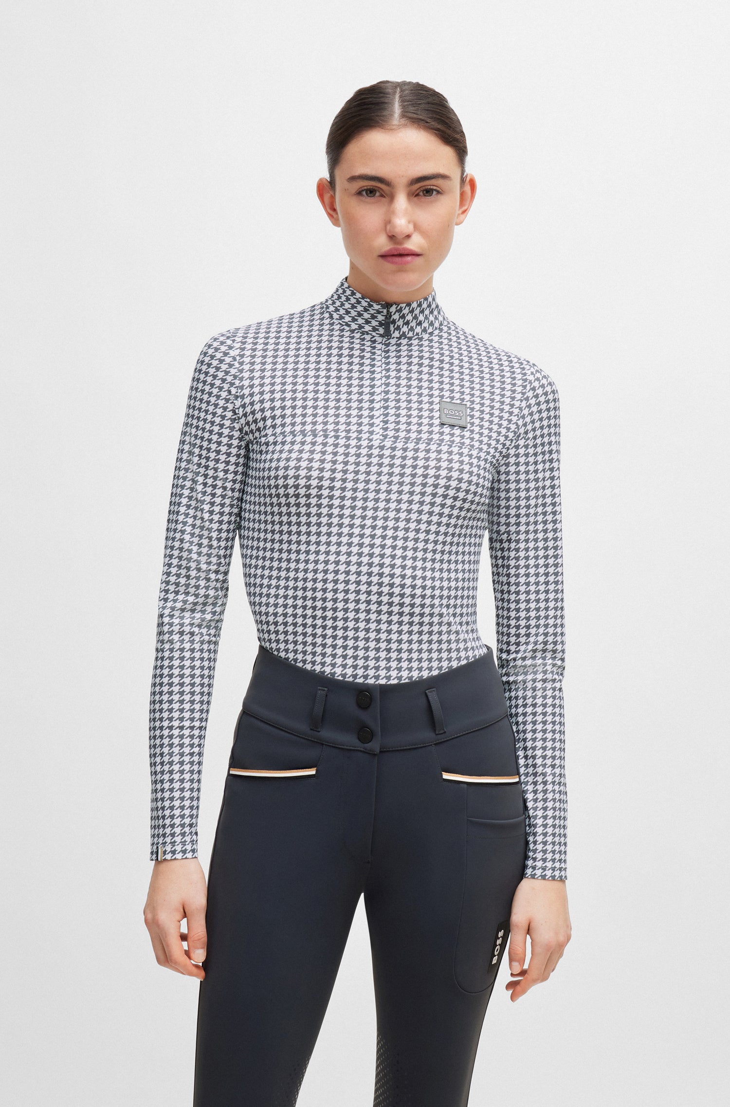 Boss Equestrian Rachel Training Shirt Houndstooth Grey