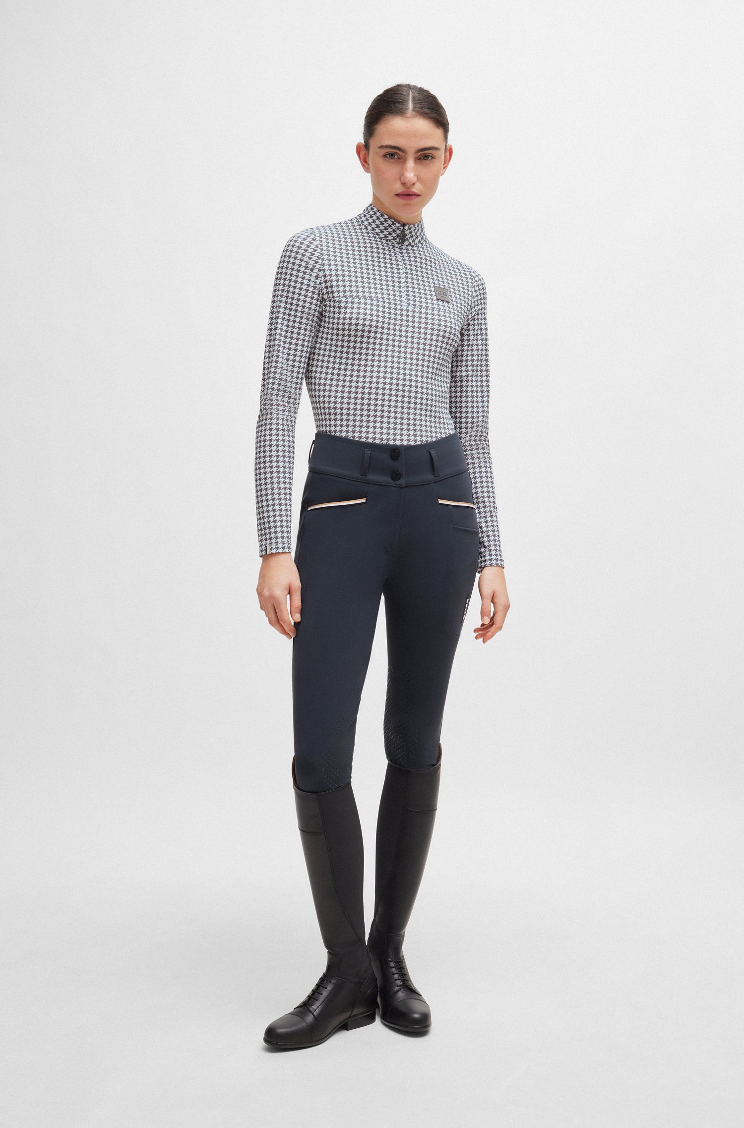 Boss Equestrian Rachel Training Shirt Houndstooth Grey