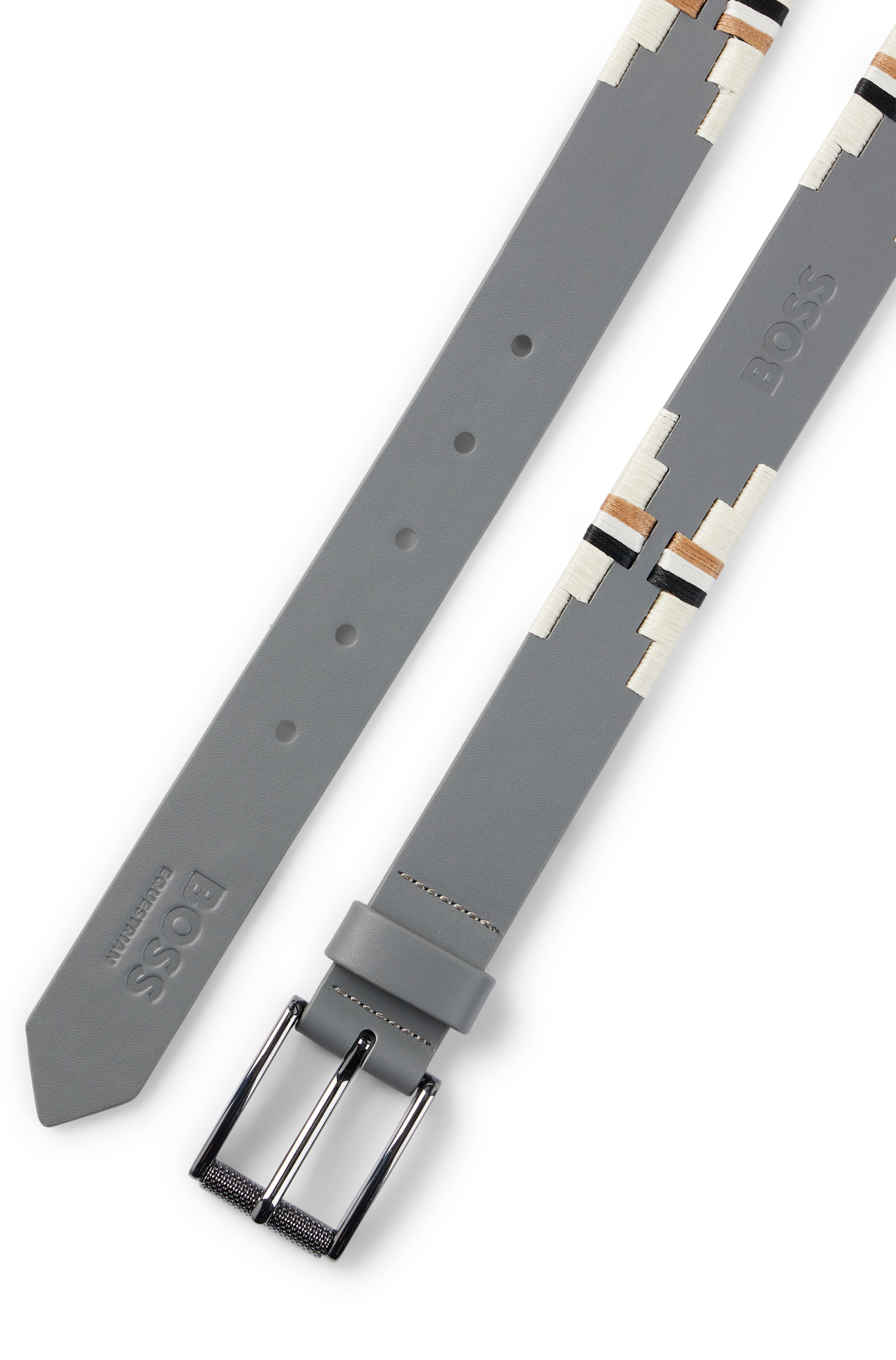 Boss Equestrian Polo Belt Signature Grey