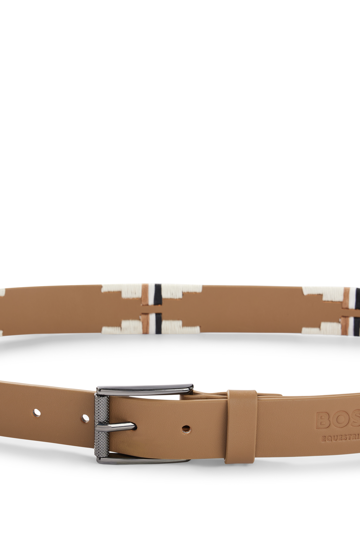 Boss Equestrian Polo Belt Signature Grey