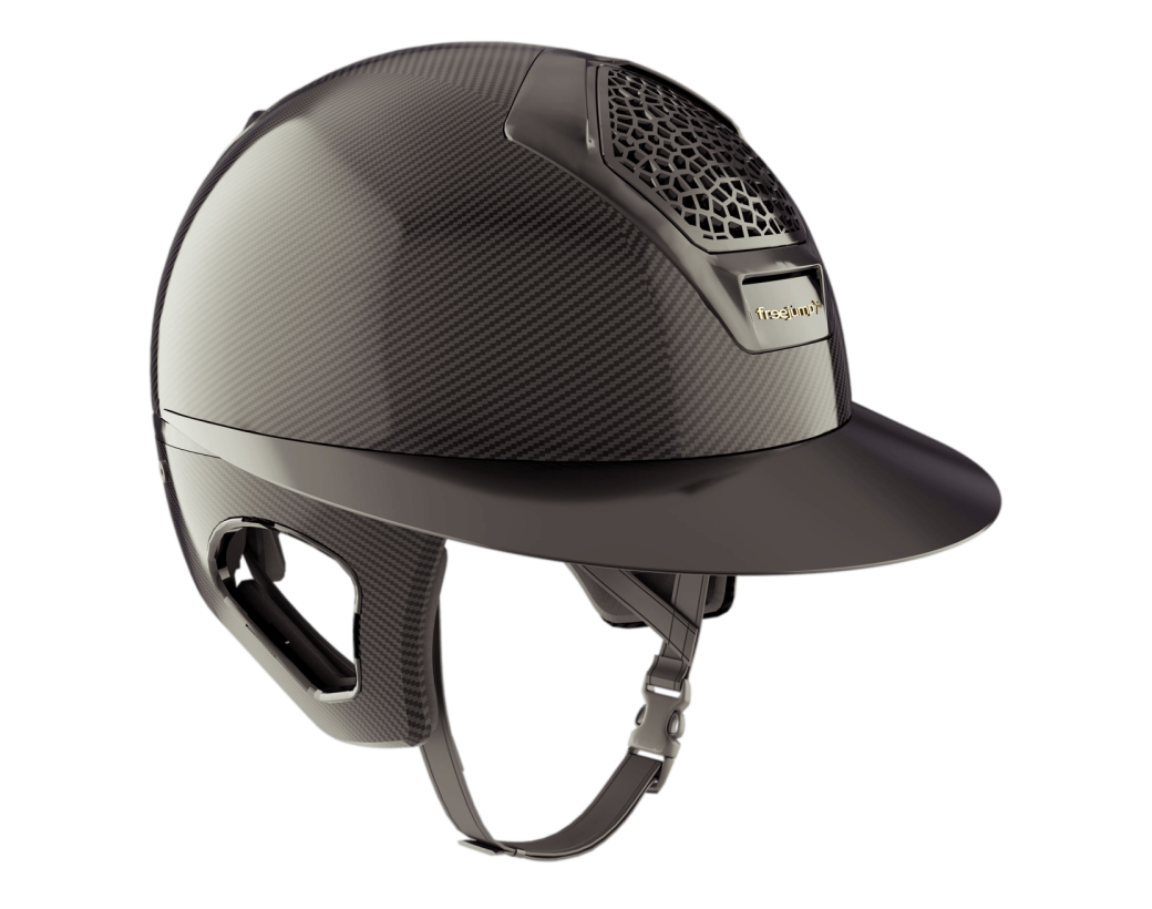 Freejump Riding Hat - Voronoi Black Full Protect Black Gloss Peak