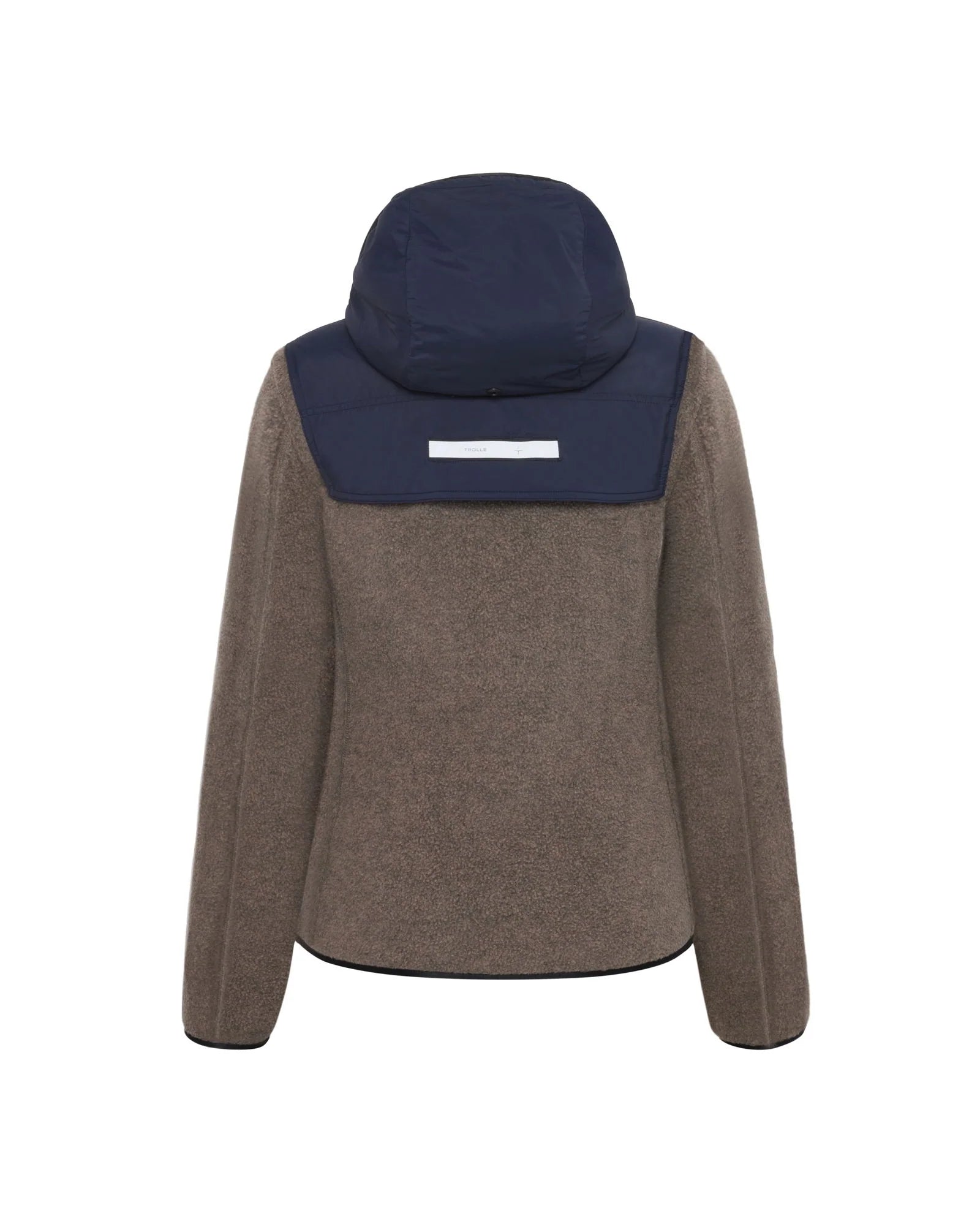 Trolle Techno Pile Padded Sherpa With Hood  in Navy and Taupe