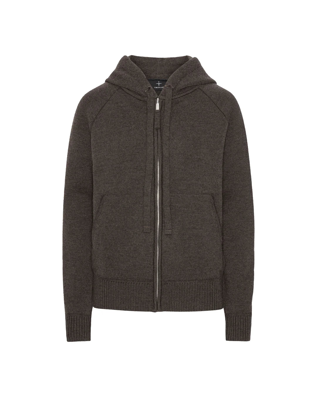 Trolle Loose Fit Extra Fine Merino Zip Hoody Terra Brown