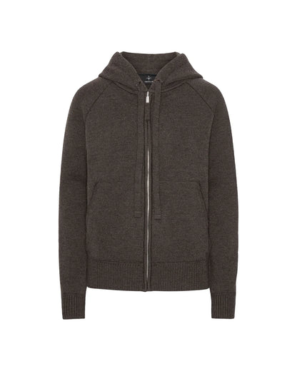 Trolle Loose Fit Extra Fine Merino Zip Hoody Terra Brown