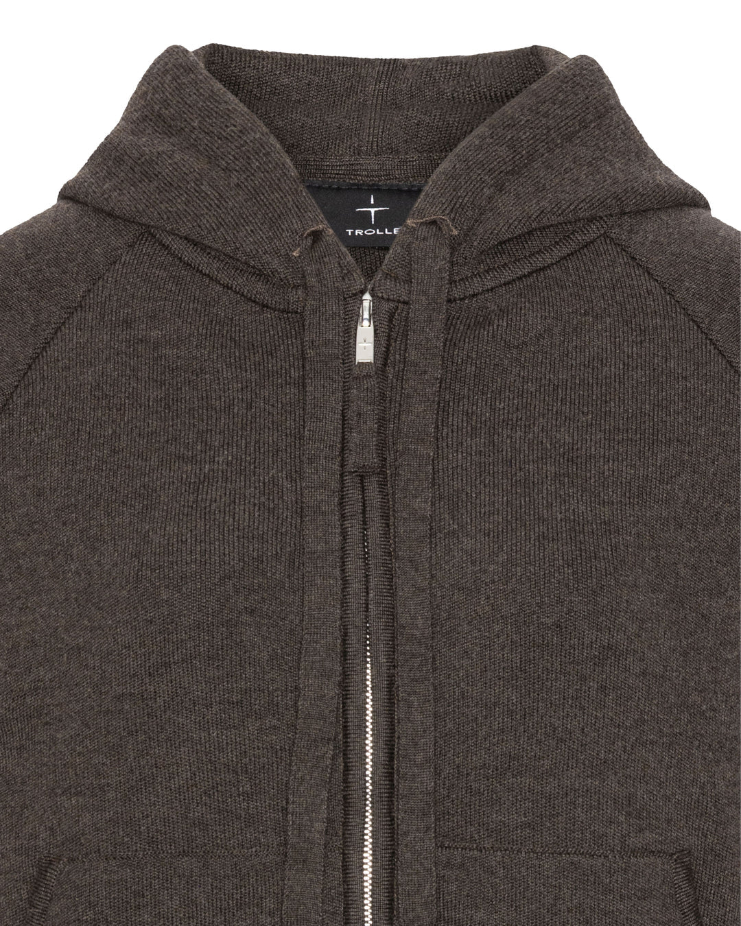 Trolle Loose Fit Extra Fine Merino Zip Hoody Terra Brown