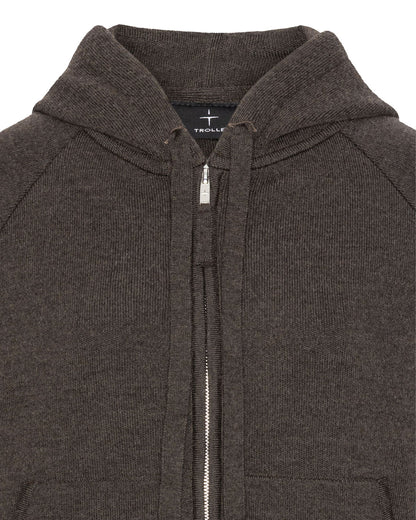 Trolle Loose Fit Extra Fine Merino Zip Hoody Terra Brown