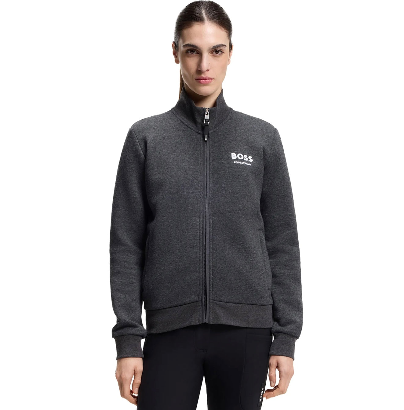 BOSS Equestrian Paris Zip training sweater - Dark Grey/Melange