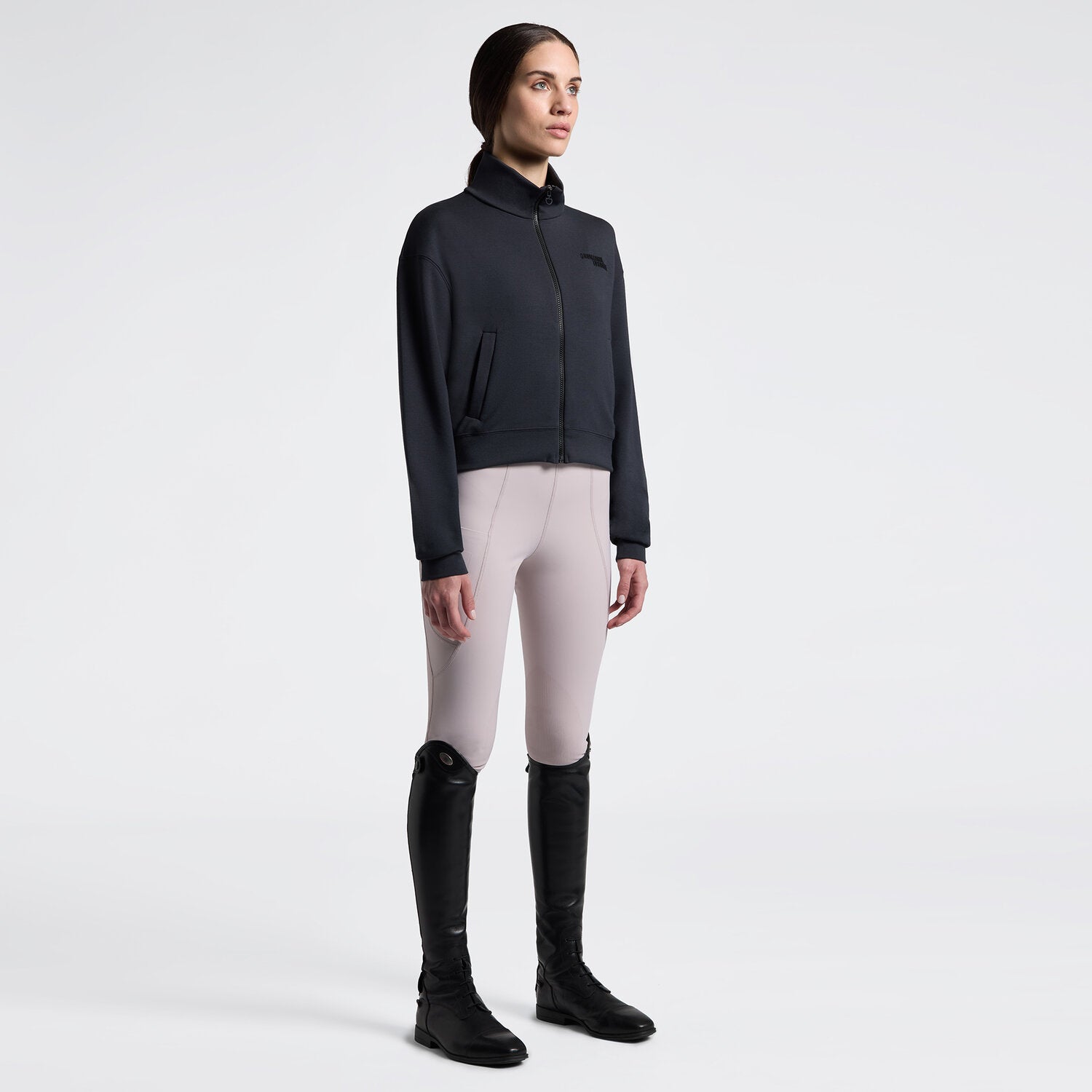 Cavalleria Toscana Jersey Zip Sweatshirt Charcoal Blue