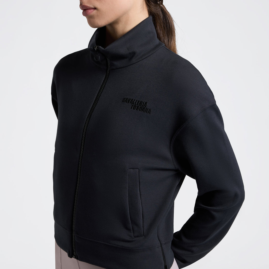 Cavalleria Toscana Jersey Zip Sweatshirt Charcoal Blue