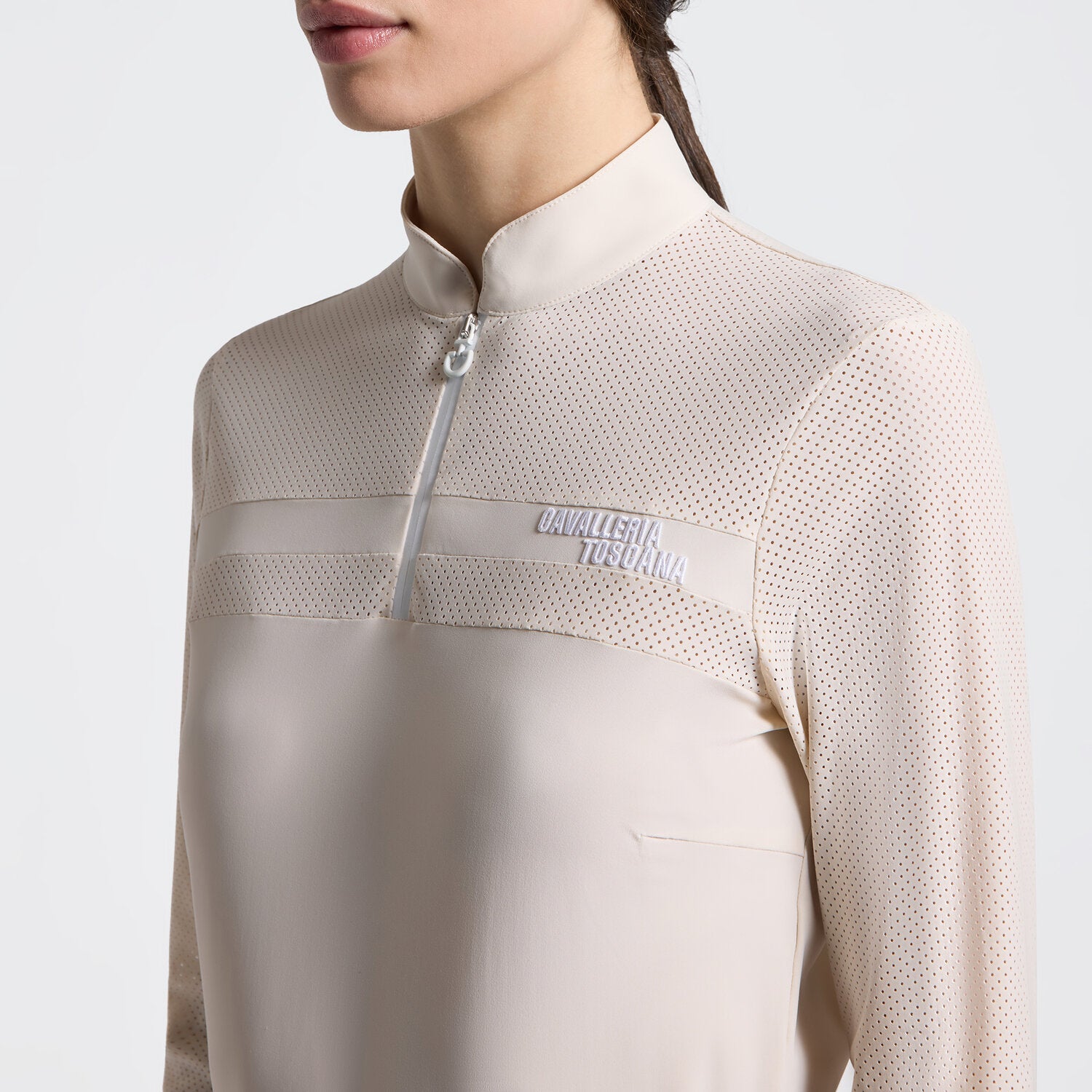 Cavalleria Toscana Perforated Insert Long Sleeve Training Polo