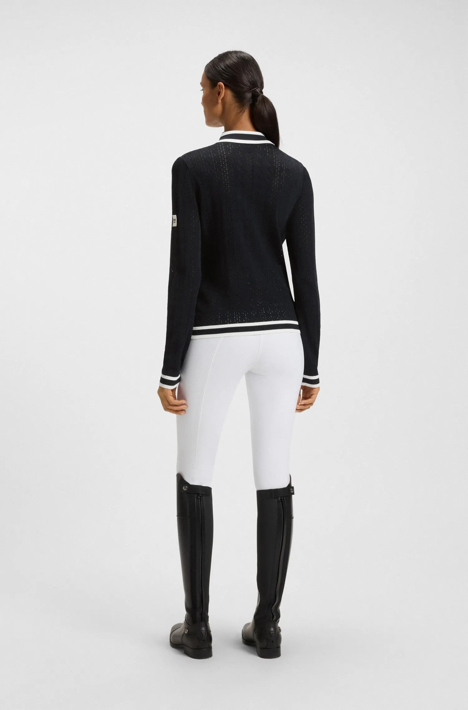 Boss Equestrian Womens Pam Strick long sleeve Knitted polo - Sky Captain