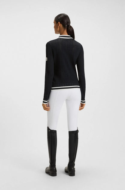 Boss Equestrian Womens Pam Strick long sleeve Knitted polo - Sky Captain