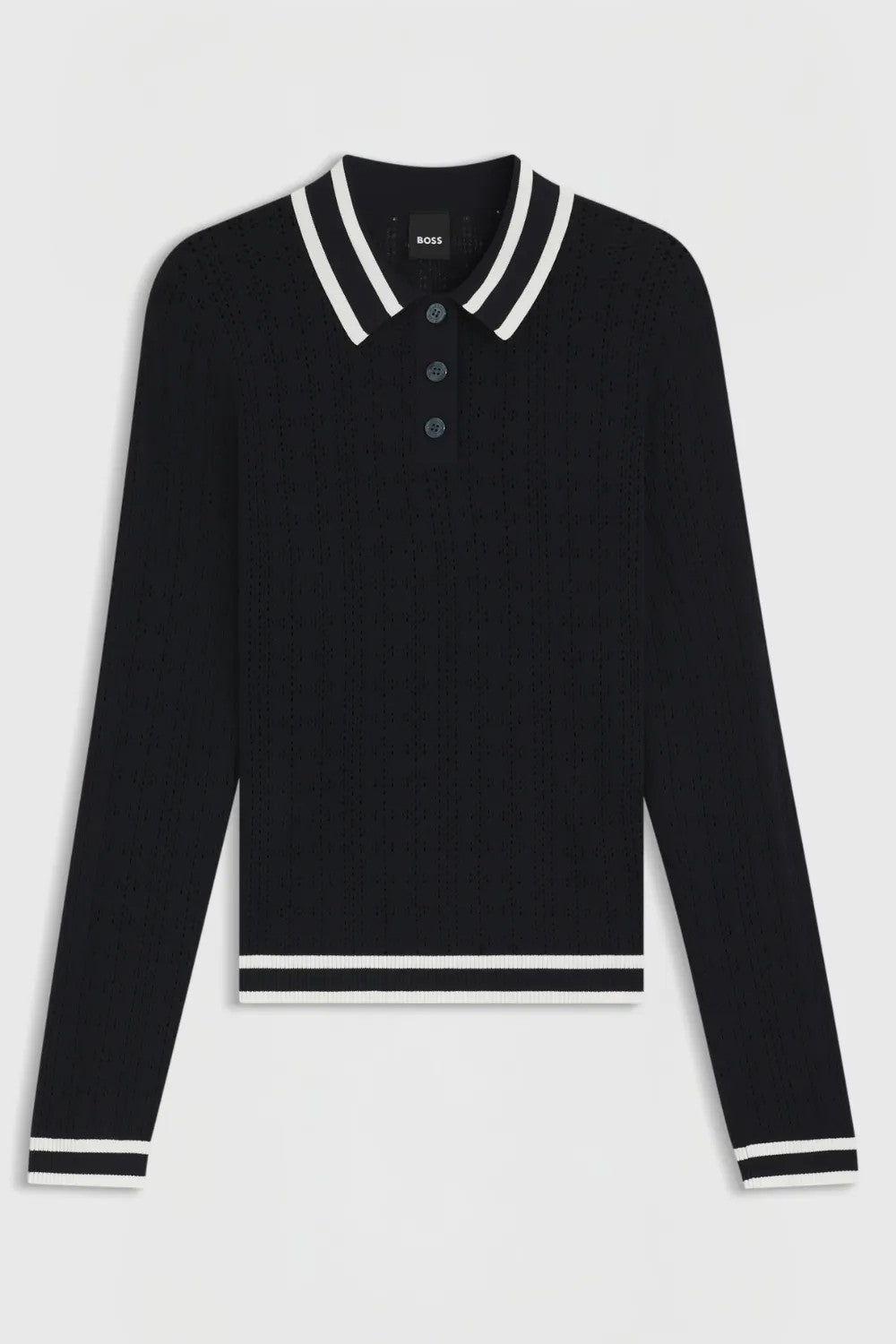Boss Equestrian Womens Pam Strick long sleeve Knitted polo - Sky Captain