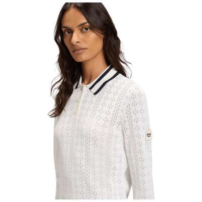 Boss Equestrian Womens Pam Strick long sleeve Knitted polo - Soft Cream