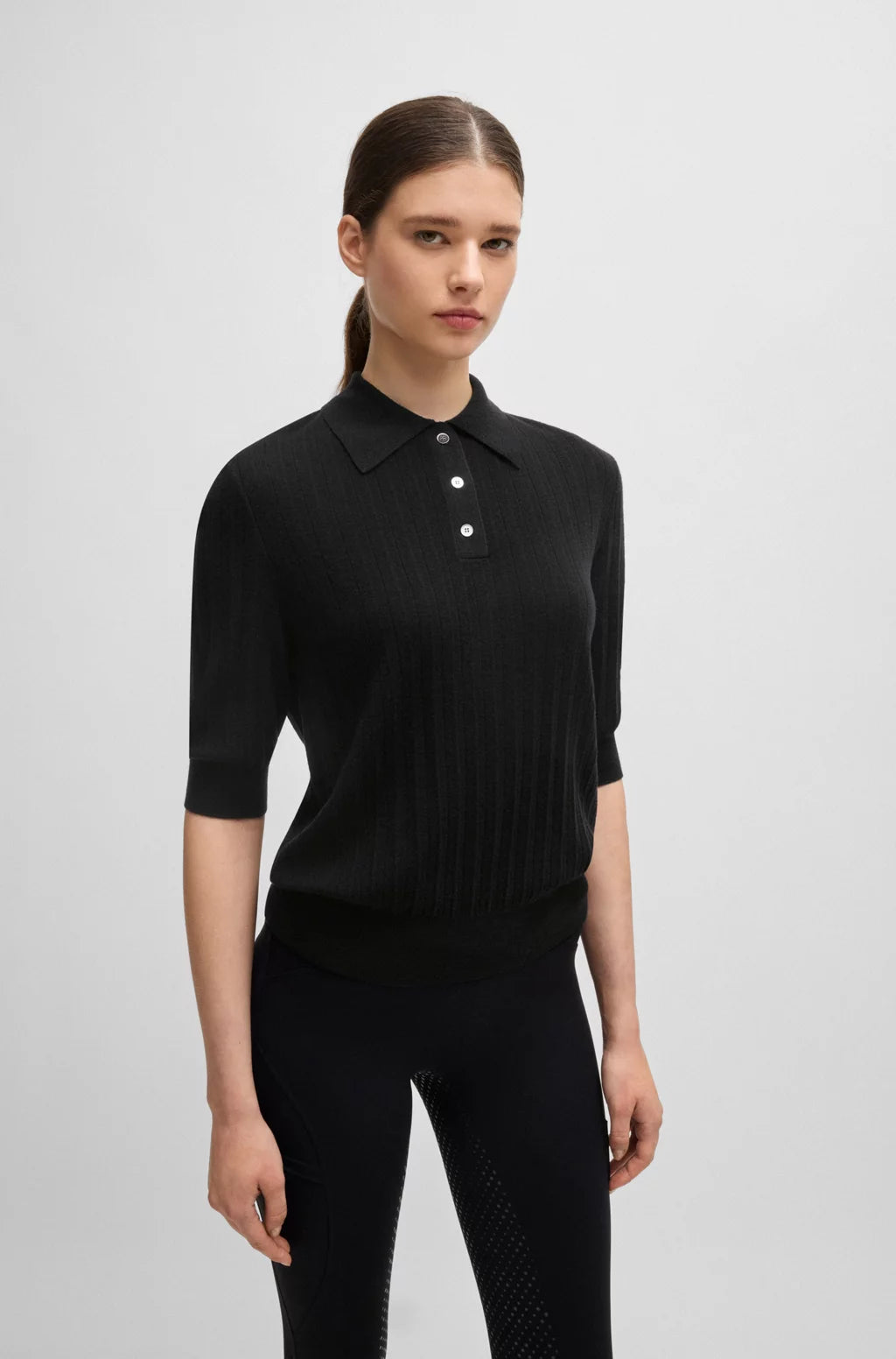 Boss Equestrian Corey Black Ribbed Jumper