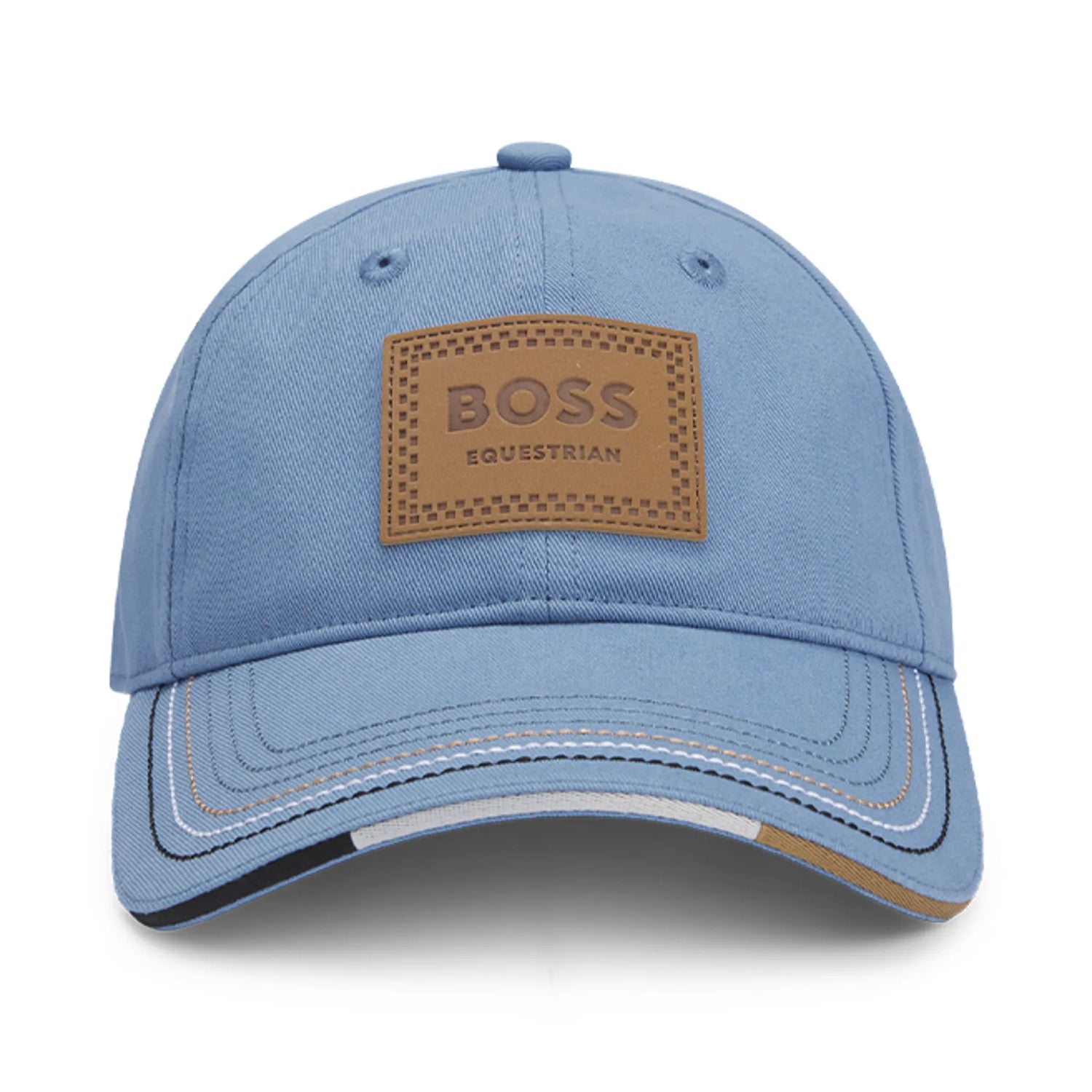 Boss Equestrian Riviera Blue Leather Patch Vintage Cap 