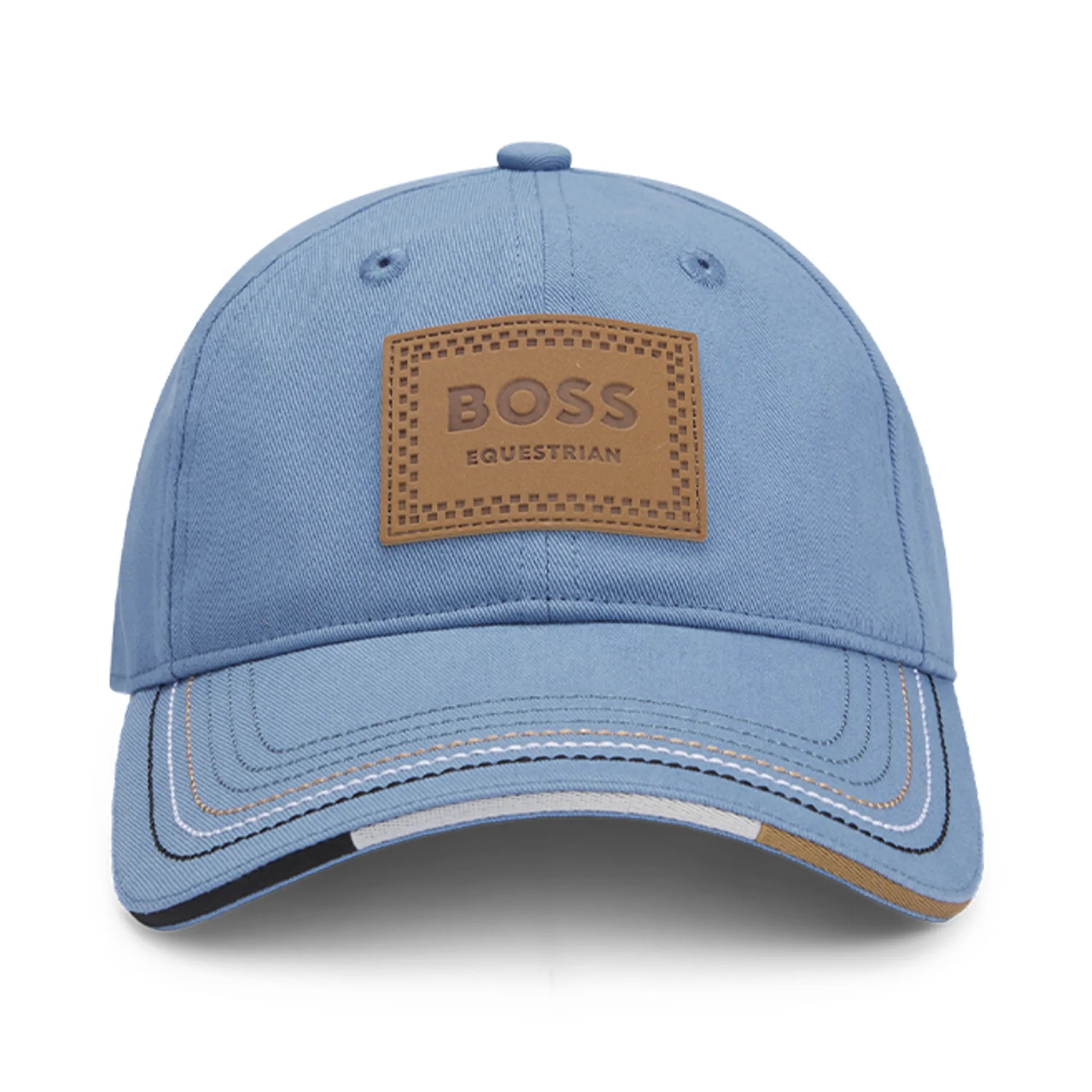 Boss Equestrian Riviera Blue Leather Patch Vintage Cap 