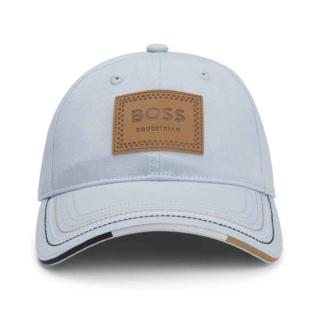 Boss Equestrian Vintage Patch Leather Nagara Pale Blue Cap