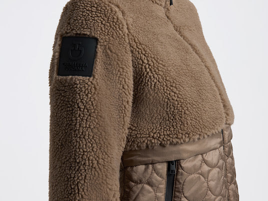 Women’s camel Cavalleria Toscana Teddy Bear Fleece + Nylon Zip Up Jacket