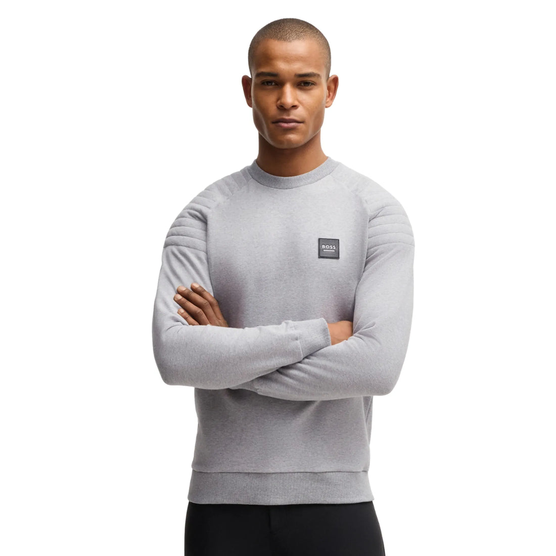 Boss Equestrian men’s Lex Padded Sweater Grey Melange