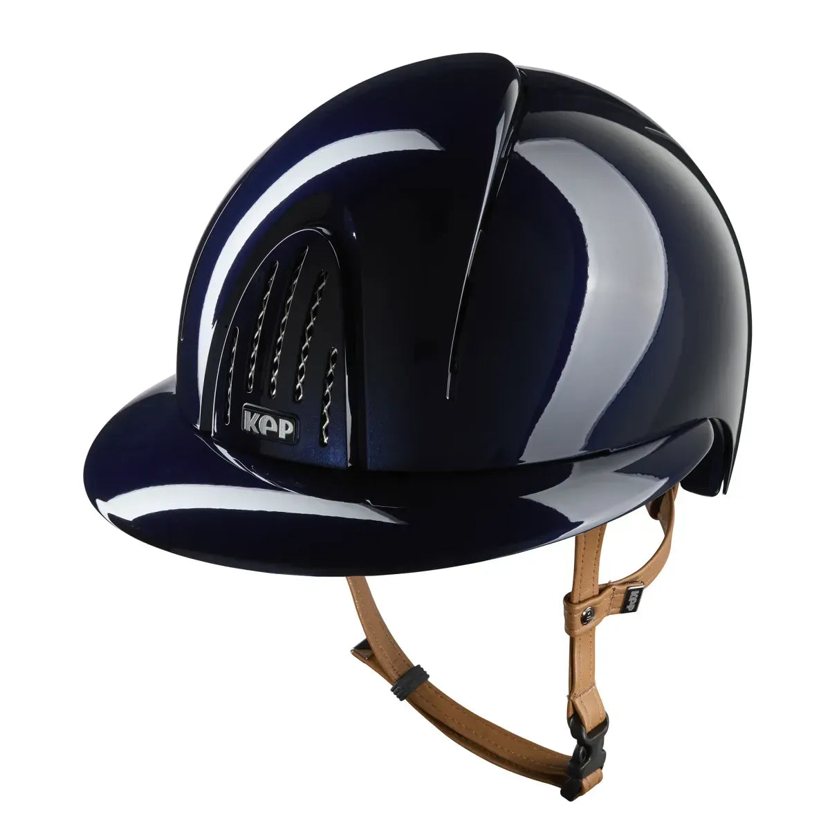 Kep Nova Smart Metal Polish Blue Beige Strap Riding Helmet