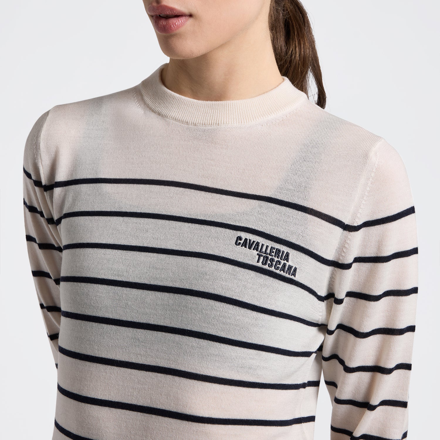 Cavalleria Toscana Stripe Jacquard Merino Crew Neck Jumper