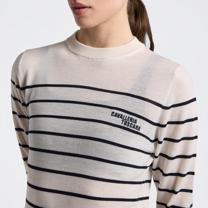 Cavalleria Toscana Stripe Jacquard Merino Crew Neck Jumper