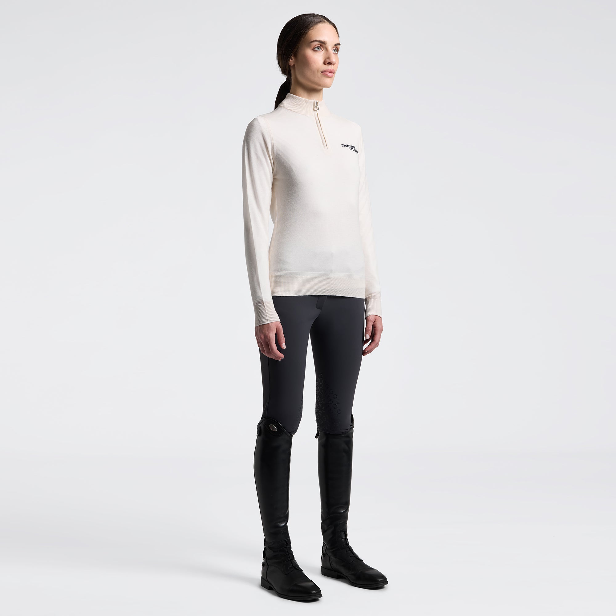 Cavalleria Toscana Merino Half Zip Turtleneck Jumper Cream