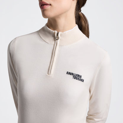 Cavalleria Toscana Merino Half Zip Turtleneck Jumper Cream