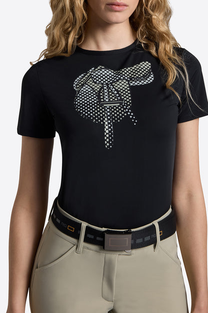 Riders Gene &amp;nbsp;women’s short sleeve Jersey T Shirt with Saddle Navy Blue